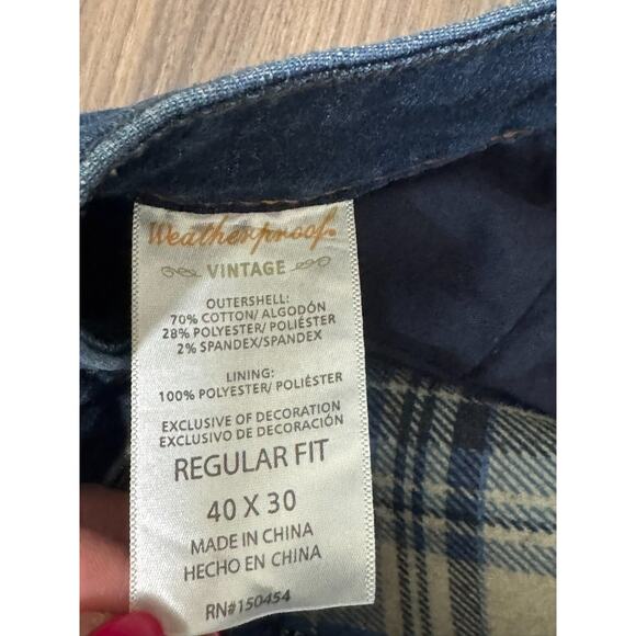 Weatherproof Jeans Vintage Regular Fit Straight w/ Lining - Men's Size 40 x 30 - Picture 8 of 9